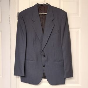 BOULEVARD CLUB UNION MADE WOOL BLAZER MENS NAVY BLUE FORMAL SUIT JACKET VINTAGE